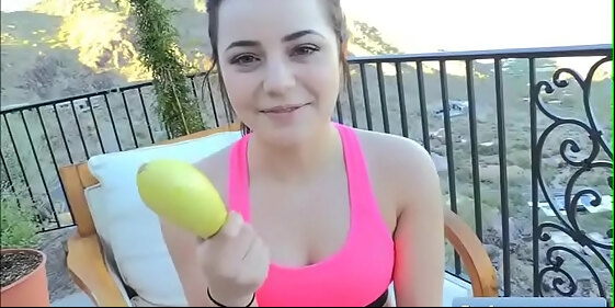 cutie natural teen brunette kylie goes for a jog and masturbate with a thick banana